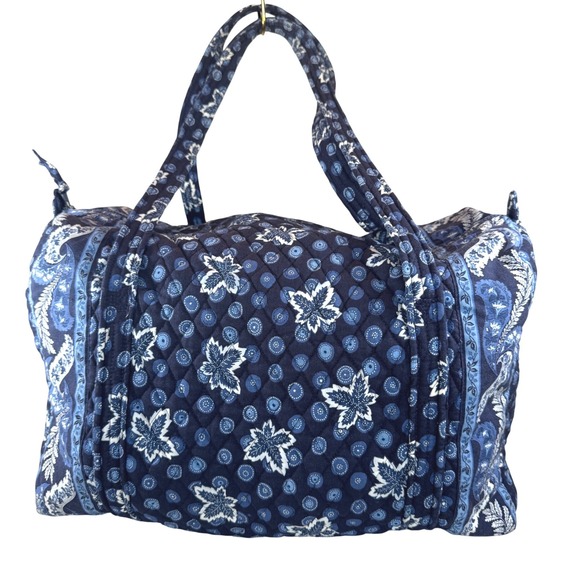 Vera Bradley Handbags - Retired‎ Vintage Vera Bradley Indigo Pop Quilted Duffel Travel Gym Bag